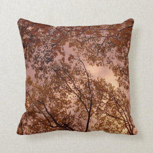 'Burgundy Autumn Abstract' Throw Pillow