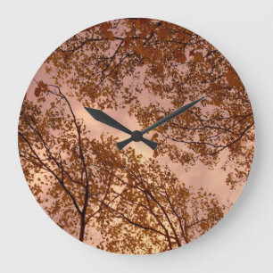 'Burgundy Autumn Abstract' Wall Clock