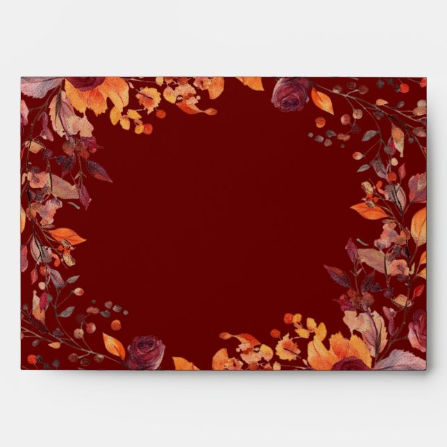 Burgundy Autumn Fall Return Address Envelope (Front)