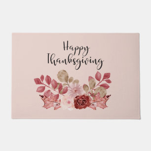 Burgundy Autumn Floral Doormat