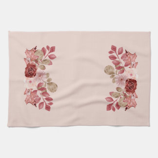 Burgundy Autumn Floral Kitchen Towel