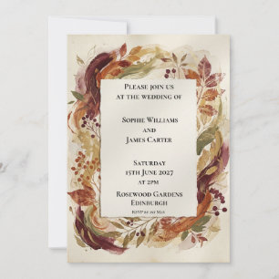 Burgundy Autumn Floral Wedding Invitation