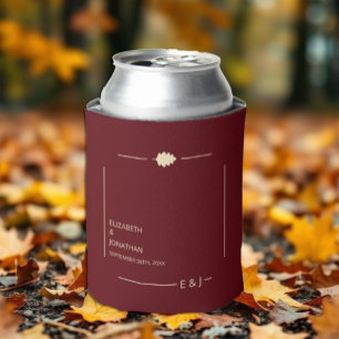 Burgundy Autumn Wedding Can Cooler