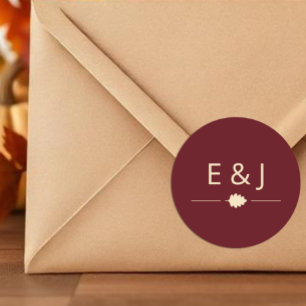 Burgundy Autumn Wedding Classic Round Sticker
