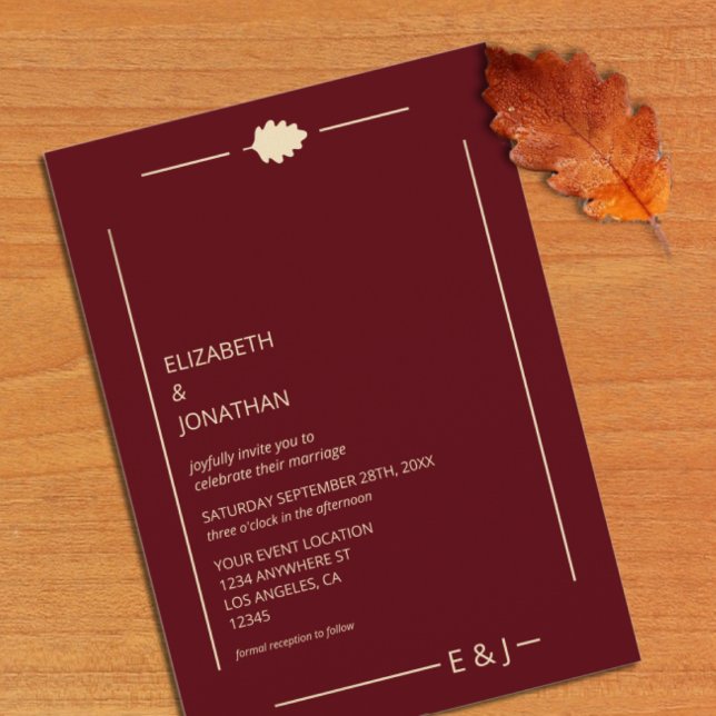 Burgundy Autumn Wedding Invitation (Creator Uploaded)