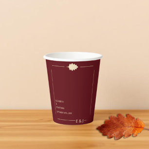 Burgundy Autumn Wedding Paper Cups