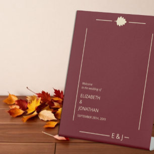 Burgundy Autumn Wedding Pedestal Sign