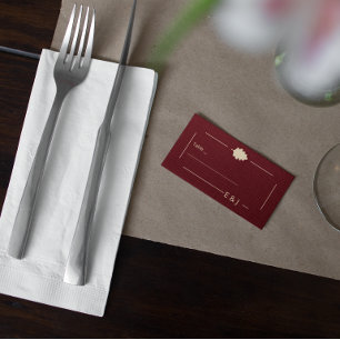 Burgundy Autumn Wedding Place Card