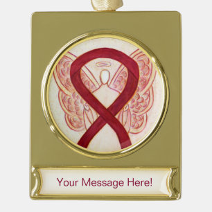 Burgundy Awareness Ribbon Angel Art Ornament