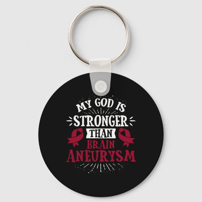 Burgundy Awareness Ribbon - Brain Aneurysm  Key Ring (Front)