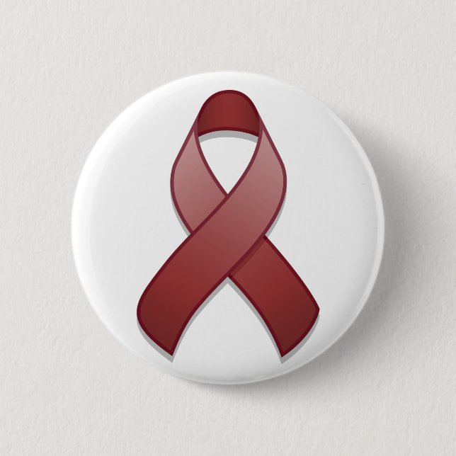 Burgundy Awareness Ribbon Button (Front)