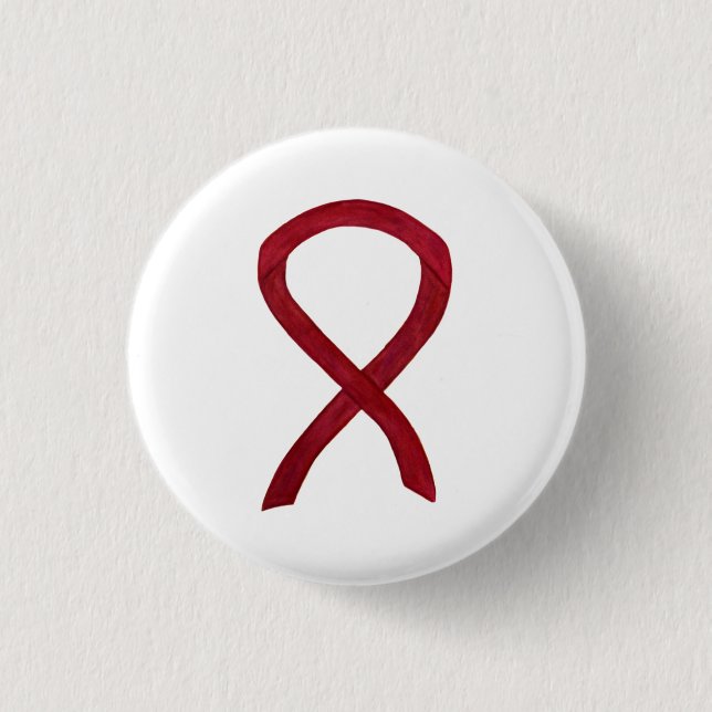 Burgundy Awareness Ribbon Custom Button Pendants (Front)