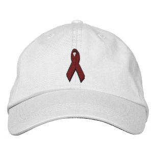 burgundy awareness ribbon embroidered hat