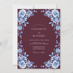 Burgundy Azure Petal Wedding Invitation