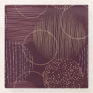 Burgundy background, circle seamless pattern. glass coaster
