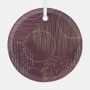 Burgundy background, circle seamless pattern. glass tree decoration