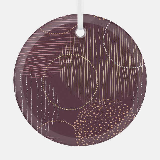 Burgundy background, circle seamless pattern. glass tree decoration (Front)
