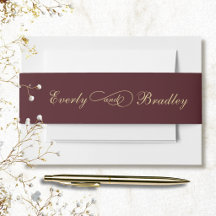 Burgundy Background Gold Script Elegant Dark Red