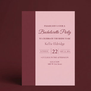 Burgundy Bar Minimalist Modern Bachelorette Party Invitation