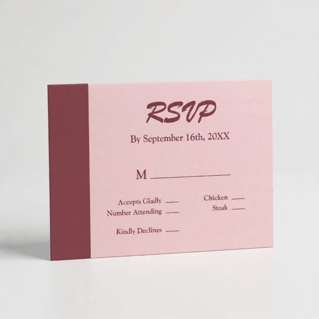 Burgundy Bar Minimalist Modern RSVP Card (Creator Uploaded)