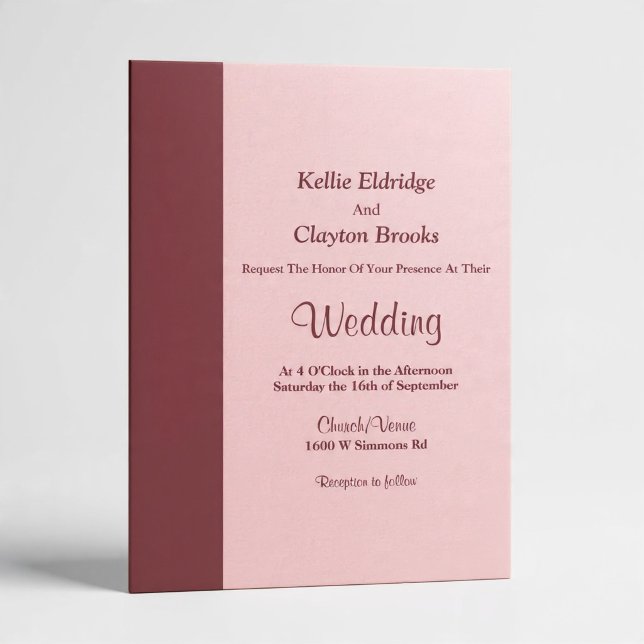 Burgundy Bar Minimalist Modern Wedding Invitation (Creator Uploaded)