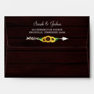 Burgundy barn wood floral sunflowers rustic envelope