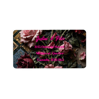 Burgundy Baroque Rose Label