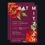 Burgundy Bat Mitzvah Floral Watercolor Modern Invitation<br><div class="desc">Be proud, rejoice and showcase this milestone of your favourite Bat Mitzvah with this sophisticated, personalised invitation! A chic, stunning, floral watercolor with modern san serif type overlays a burgundy background. Personalise the custom text with your Bat Mitzvah’s name, date, and venue information. Guaranteed to add stylish fun to her...</div>