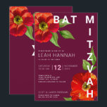 Burgundy Bat Mitzvah Floral Watercolor Modern Invitation<br><div class="desc">Be proud, rejoice and showcase this milestone of your favourite Bat Mitzvah with this sophisticated, personalised invitation! A chic, stunning, floral watercolor with modern san serif type overlays a burgundy background. Personalise the custom text with your Bat Mitzvah’s name, date, and venue information. Guaranteed to add stylish fun to her...</div>