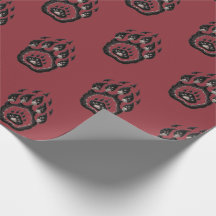 Burgundy Bear Paw Print Wrapping Paper