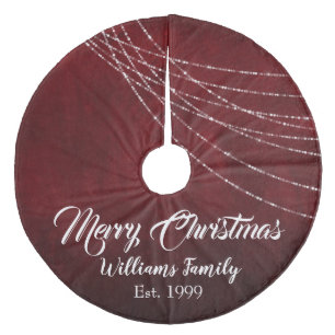 Burgundy Beauty Merry Christmas Fancy Fleece Tree Skirt