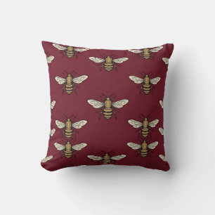 Burgundy Bee Pillow