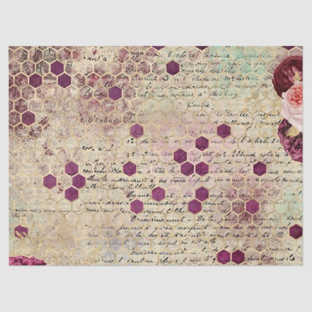 Burgundy Bee Series Design Eight Tissue Paper (Front)