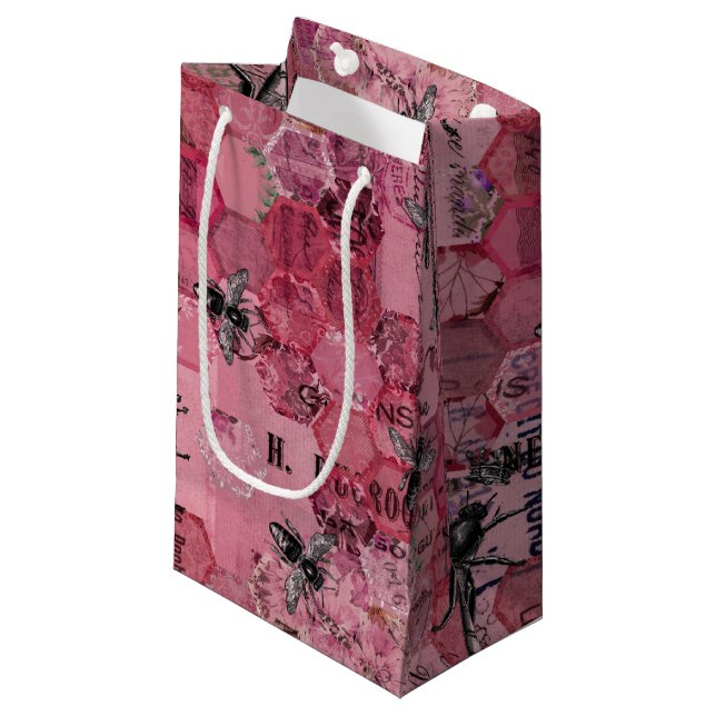 Burgundy Bee Series Design Twelve Small Gift Bag (Front Angled)