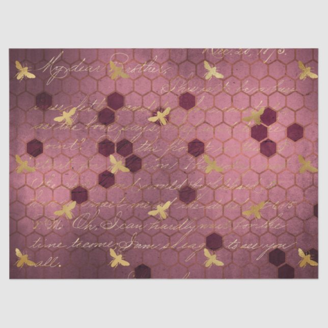 Burgundy Bee Series Design Two Tissue Paper (Front)