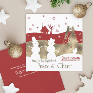 Burgundy & Beige Business Company Holiday Card