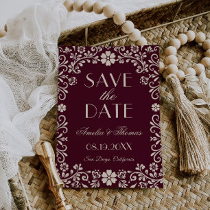 Burgundy Beige Mexican Wedding  Save The Date