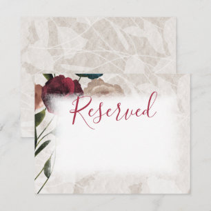 Burgundy & Beige Roses Wedding Escort Reserved Card