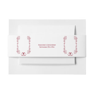 Burgundy Bells Scrollwork Design Wedding Invitation Belly Band