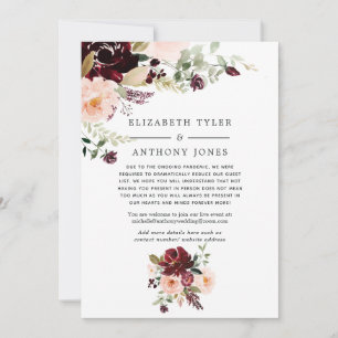 Burgundy Berry and Blush Reduced Wedding Guests Announcement