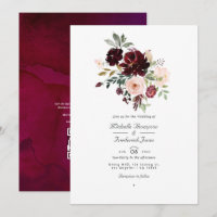 Burgundy Berry & Blush Floral QR Code RSVP Wedding