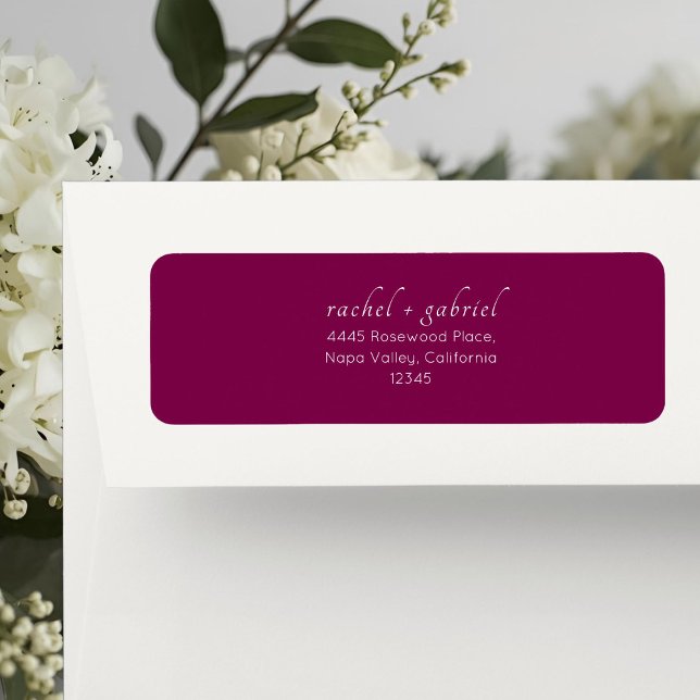 Burgundy Berry | Chic Simple Clean Wedding Return Address Label (Creator Uploaded)