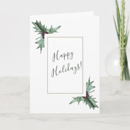 Burgundy Berry & Holly Christmas Holiday Card