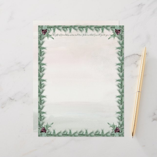 Burgundy Berry Holly Pine Christmas (Front/Back In Situ)