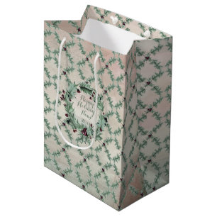 Burgundy Berry Holly Pine Medium Gift Bag