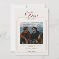 Burgundy Best Man Wedding Proposal Photo Card