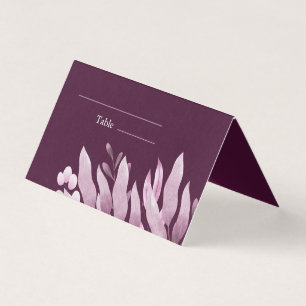 Burgundy Big Leaves Wedding Place Cards