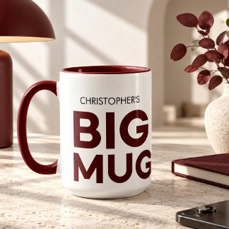 Burgundy Big Mug | Huge Mug | Custom Name Mug