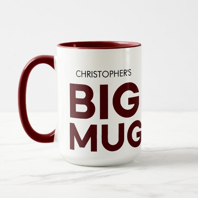 Burgundy Big Mug | Huge Mug | Custom Name Mug (Left)