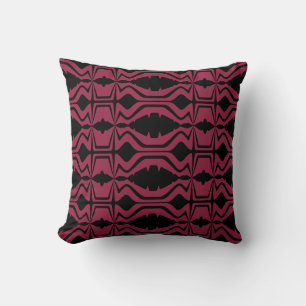 Burgundy Black Abstract Sound Wave Large Tiles Cushion
